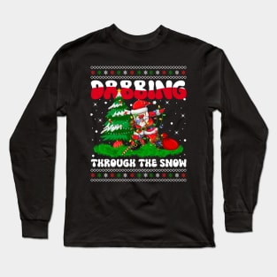 Dabbing Through The Snow Dabbing Santa Christmas Lights Long Sleeve T-Shirt